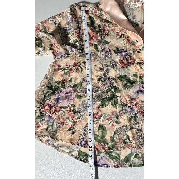 Victoria's Secret Peach Floral Pajama Shorts Set L Satin Sleepwear Vintage - Picture 6 of 14